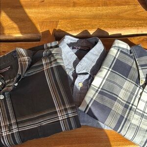 Roundtree & Yorke Black and Gray Casual Button Down Shirts